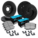 R1 Concepts 94-02 Mazda Miata Front & Rear Drill/Slot Black Rotors w/Ceramic Pads