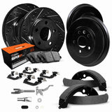 R1 Concepts 05-23 Toyota Tacoma Front & Rear Drill/Slot Black Rotor/Drum w/Super Duty Pads by R1 Concepts RNC-WHXA2-76004