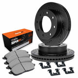 R1 Concepts 03-08 Dodge Ram 3500 Front Drilled & Slotted Black Brake Rotor Set w/Super Duty Pads and Hardware by R1 Concepts RNC-WHXH1-40171