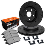 R1 Concepts 07-22 Lexus LX570 Front Drilled & Slotted Black Brake Rotor Set w/Super Duty Pads and Hardware by R1 Concepts RNC-WHXH1-76005