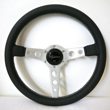 Renown Perforated Leather Renown Monaco Steering Wheel Silver / White MonSP