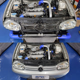 TWIN SCROLL TOP MOUNT TMA06 TURBO KIT + FRONT MOUNT INTERCOOLER VW 1.8 20V TRANSVERSAL, BLACK HOSES, TURBO NOT INCLUDED by SPA Performance KTA06T302