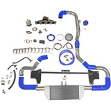 TWIN SCROLL TOP MOUNT TMA06 TURBO KIT + FRONT MOUNT INTERCOOLER VW 1.8 20V TRANSVERSAL, BLUE HOSES, TURBO NOT INCLUDED by SPA Performance KTA06T301