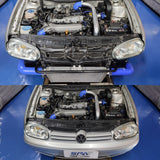 TWIN SCROLL TOP MOUNT TMA16 TURBO KIT + FRONT MOUNT INTERCOOLER VW 1.8 20V TRANSVERSAL, BLACK HOSES, TURBO NOT INCLUDED by SPA Performance KTA16T302