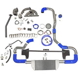 TWIN SCROLL TOP MOUNT TMA16 TURBO KIT + FRONT INTERCOOLER VW 1.8 20V TRANSVERSAL WITHOUT TURBOCHARGER - BLUE HOSE by SPA Performance KTA16T301
