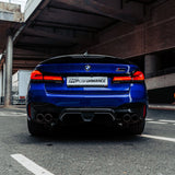 MHC+ BMW M5 LCI CS Style Rear Diffuser In Pre Preg Gloss Carbon Fiber (F90) by MHC+ MHCP-F90LCI-CF-RD001