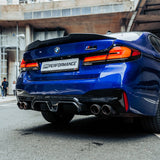 MHC+ BMW M5 LCI CS Style Rear Diffuser In Pre Preg Gloss Carbon Fiber (F90) by MHC+ MHCP-F90LCI-CF-RD001