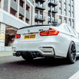MHC+ BMW M3/M4 Aggressive 3 Piece Rear Diffuser Gloss Pre Preg Carbon Fiber (F80/F82/F83) by MHC+ MHCP-F80F82-CF-RD002