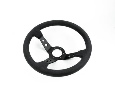 Renown 100 Dark Black Alcantara Suede Black Stitching  Steering Wheel