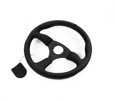 Renown 130R Dark Black Perforated Leather Black Stitching  Steering Wheel