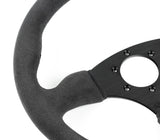 Renown Renown 130R Dark Black Alcantara Suede Black Stitching  Steering Wheel 130RDS