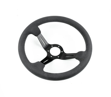 Renown Chicane Dark Black Alcantara Suede Black Stitching  Steering Wheel