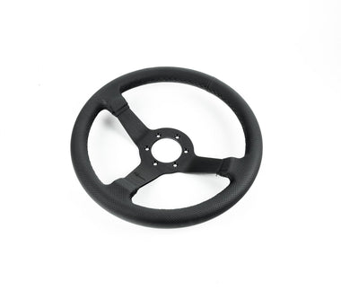 Renown Time Trial Dark Black Perforated Leather Black Stitching (w/ Black Center Line) Steering Wheel
