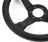 Renown Renown Time Trial Dark Black Perforated Leather Black Stitching (w/ Black Center Line) Steering Wheel TTDP