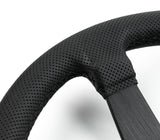 Renown Renown Time Trial Dark Black Perforated Leather Black Stitching (w/ Black Center Line) Steering Wheel TTDP