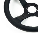 Renown Renown Time Trial Motorsport Black Perforated Leather TriColor Stitching  Steering Wheel TTMP