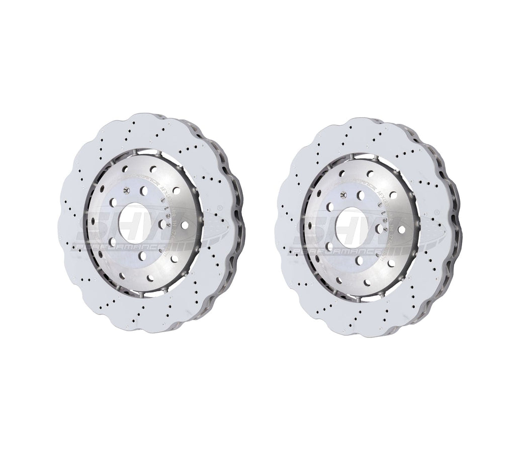 SHW Performance Front DrilledDimpled Lightweight Wavy Brake Rotor Kit