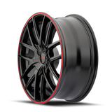 Touren TR60 18" 5x108/5x114.3 Gloss Black w/ Red Ring