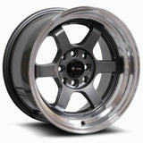 VORS TR7 15" 4x108 Gun Metal Graphite Machine Lip by VORS Wheels TR0715808H0GM-408