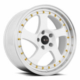 VORS VR2 18" 5x120 White Machine Lip Gold Rivet by VORS Wheels