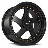 VORS VR2 15" 4x108 All Black Gold Rivet by VORS Wheels VR02158040020BK-408