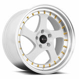 VORS VR2 18" 5x110 White Machine Lip Gold Rivet by VORS Wheels