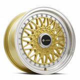 VORS VR3 15" 4x100/4x114.3 Gold Machine Lip Chrome Rivet by VORS Wheels
