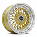 VORS VR3 15" 4x108 Gold Machine Lip Chrome Rivet by VORS Wheels