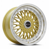 VORS VR3 15" 4x100/4x114.3 Gold Machine Lip Chrome Rivet by VORS Wheels
