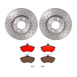 Brembo OE Front Brake Kit (Prem NAO Ceramic Pads/Prem Cross Drill UV Coat Rotors) - 03-09 Mercedes E320/06-09 E350 by Brembo KTX0120-BRE