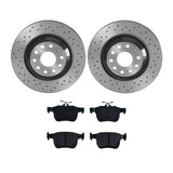 Brembo OE Front Brake Kit (Prem LowMet Pads/Prem Cross Drill UV Coat Rotors) - 03-09 Mercedes E320/06-09 E350 by Brembo KTX4071-BRE