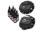 aFe Pro Series F&R Differential Cover Black w/ Machined Fins 13-18 RAM 6.7L w/ 75W90 Synth Gear Oil by AFE 46-70402-PL
