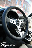 Renown Leather Renown Monaco Steering Wheel Silver / White MonSL