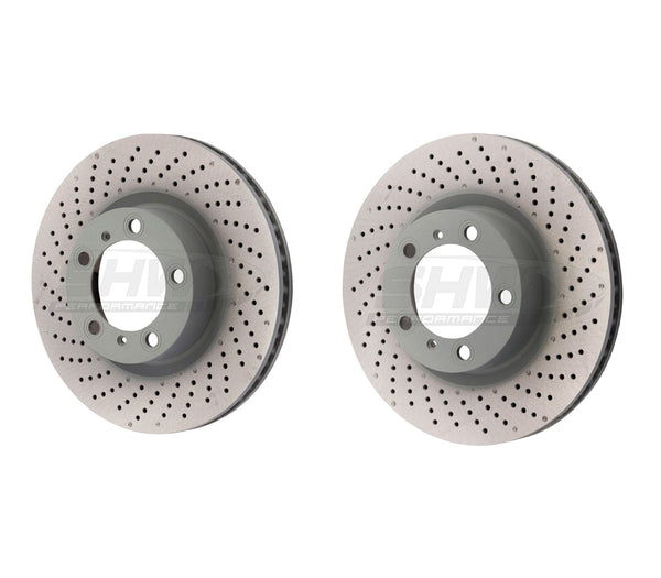 SHW Performance Cross-Drilled Monobloc Left Front Brake Rotors - Porsche Carrera GTS/Carrera 15-16 main image 0