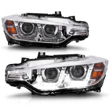 ANZO 2012-2015 BMW 3 Series Projector Headlights w/ U-Bar Chrome | 121505