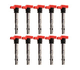 VW/Audi Ignition Coil Pack Latest Revision (Red Top) - Audi 5.2L V10 / R8 / C6 S6 / D3 S8 | 06E905115G-KT10