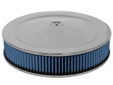 aFe MagnumFLOW Air Filters Round Racing P5R A/F Chrome Assy 14x3: Blk/Blue | 18-21401