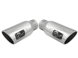 AFE aFe MACH Force-XP 304 SS Single Wall Polished Exhaust Tip Pair 4in Inlet x 6in Outlet x 15in L 49T40606-P15