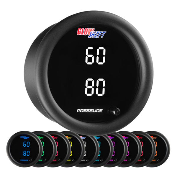 GlowShift Gauges 10 Color Dual Digital Pressure Gauge | GS-TCD-DP