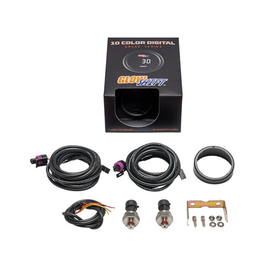 GlowShift Gauges 10 Color Dual Digital Pressure Gauge GSTCDDP