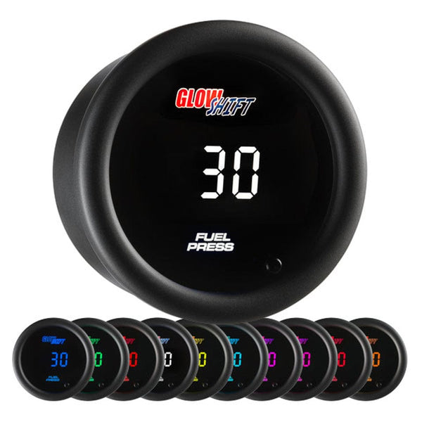 GlowShift Gauges 10 Color Digital 30 PSI Fuel Pressure Gauge | GS-TCD11-30