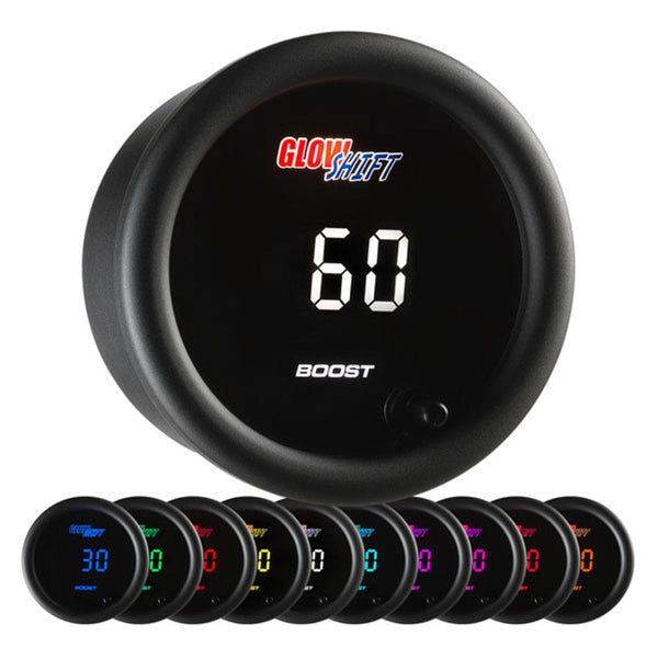 GlowShift Gauges 10 Color Digital 60 PSI Boost Gauge | GS-TCD01_60