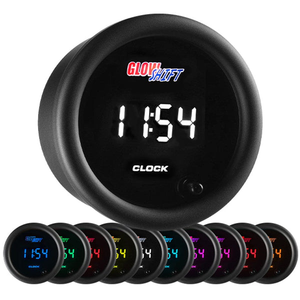 GlowShift Gauges 10 Color Digital LCD Clock Gauge | GS-TCD18