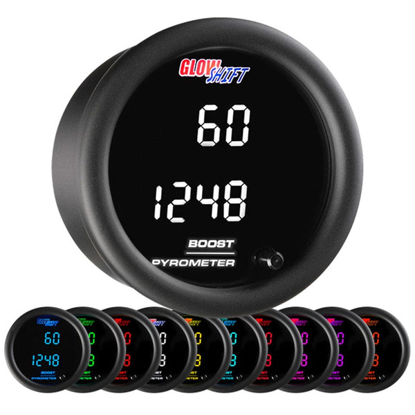 GlowShift Gauges 10 Color Digital Dual Boost & EGT Combo Gauge | GS-TCD-BE