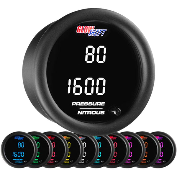 GlowShift Gauges 10 Color Digital Dual Pressure & Nitrous Pressure