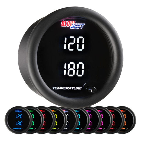 GlowShift Gauges 10 Color Dual Digital Temperature Gauge | GS-TCD-DT