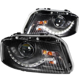 ANZO 2006-2008 Audi A3 Projector Headlights Black (R8 LED Style) | 121322