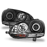 ANZO 2006-2009 Volkswagen Rabbit Projector Headlights w/ Halo Black (CCFL) | 121345