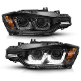 ANZO 2012-2015 BMW 3 Series Projector Headlights w/ U-Bar Black | 121504
