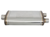 aFe MACHForce XP SS Muffler 3in Center Inlet / 2.5in Dual Outlets 22in L x 11in W x 6in H Body | 49M00014
